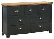Capri Dark Oak 7 Drawer Wide Chest - Midnight Blue | Oak image