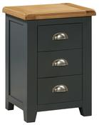 Capri Dark Oak 3 Drawer Bedside Locker - Midnight Blue | Oak image
