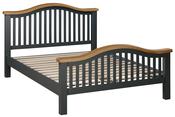 Capri Dark Oak Curved Bedframe - Midnight Blue | Oak image