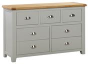 Capri Dark Oak 7 Drawer Wide Chest - Mushroom Grey | Oak image
