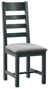 Capri Oak Padded Dining Chair - Midnight Blue | Oak image