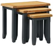 Capri Oak Nest of Three Tables - Midnight Blue | Oak image