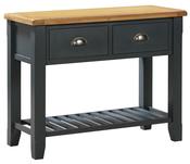 Capri Oak Large Console Table - Midnight Blue | Oak image