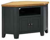 Capri Oak Corner TV Unit - Midnight Blue | Oak image