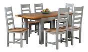 Capri Oak Solid Dining Set - Mushroom Grey | Oak - Including Four Dining Chairs image