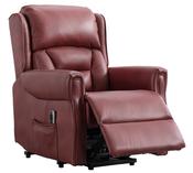 Sandringham Lift &amp; Tilt Dual Electric Armchair - Burgundy | Camel Leather image