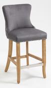 Tokyo Bar Stool - Storm Grey Velvet Fabric image