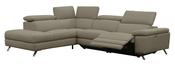 Geneva All Electric Fabric Corner Sofa - Coffee Leather
