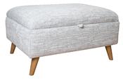 Megan Fabric Footstool- Grey | Ivory | Silver | Steel