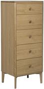 Hadley 5 Drawer Tall Chest - Natural Oak image