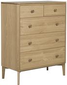 Hadley 5 Drawer Medium Chest - Natural Oak