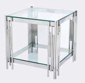 Belini Lamp Table - Stainless Steel and Glass