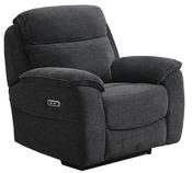 Asher Electric Reclining Armchair - Charcoal | Silver Grey Fabric image