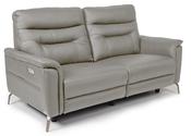 Naples 3 Seater Electric Recliner - Grey | Navy Leather image