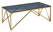 Allure Coffee Table - Blue | Grey Smoked Glass &amp; Classic Gold Metal Frame image