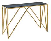 Allure Console Table - Blue | Grey Smoked Glass &amp; Classic Gold Metal Frame image