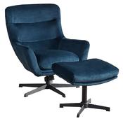 Isla Swivel Recliner with Footstool - Deep Ocean | Winter Moss image