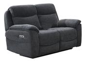 Asher 2 Seater Electric Reclining Sofa - Charcoal  | Silver Grey Fabric image
