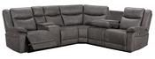 Ashford Corner Electric Reclining Sofa - Console &amp; USB Charger | Brown Grey Fabric image