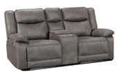 Ashford 2 Seater Electric Reclining Sofa - Console &amp; USB Charger | Brown Grey Fabric image