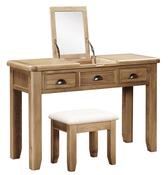 Hodson Oak Dressing Table | Stool | Mirror image