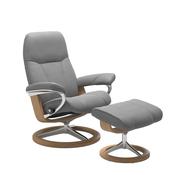 Stressless Consul Wild Dove Large Recliner Chair and Stool image