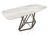 Bontempi Delta 250cm Glossy Calacatta Barrel Top Dining Table - 250CM image