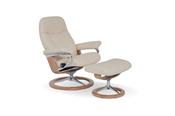 Stressless Consul Cream Medium Sig Recliner Chair and Stool image