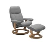 Stressless Consul Wild Dove Small Recliner Chair and Stool image