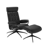 Stressless London Pioneer Recliner Chair &amp; Stool Black image