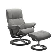 Stressless Mayfair Recliner Chair &amp; Stool Sig Base Silver Grey/Grey image