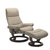 Stressless View M Recliner Light Beige Chair and Stool image