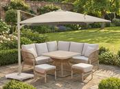 Champagne Glow Garden Parasol and Base &amp; Free Cover image