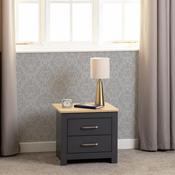 Portland 2 Drawer Bedside Locker - Grey