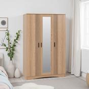 Tessa 3 Door Mirrored Wardrobe - Natural Oak Effect image