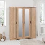 Tessa 4 Door Mirrored Wardrobe - Natural Oak Effect image