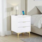 Miami 3 Drawer Bedside - White/Gold image