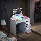 Demi 6 Drawer Vanity Unit &amp; Mattie Hollywood Vanity Mirror Portrait - 14 Bulbs