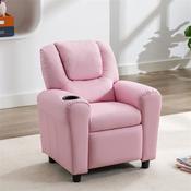 Kids Recliner With Cupholder - Light Pink