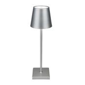 Led Rechargeable Painted Silver Table Lamp 33Cmh