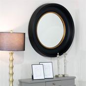 Marcella Deep Round Mirror Black/Gold 90Cm