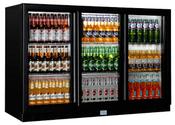 Commercial SC298 Triple Door Bottle Cooler Hinged Door Black