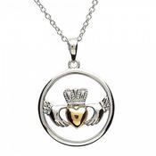 Silberner Claddagh vergoldeter Herzanhänger