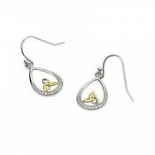Silver Inset Trinity Knot Earrings