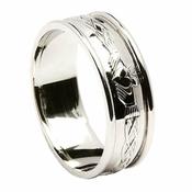 Gravierte Claddagh alle Weißgold