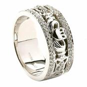 Damen Claddagh Ehering mit Diamantbesatz