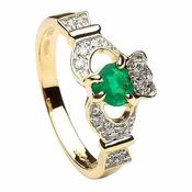 Claddagh mit Smaragd &amp; Diamanten