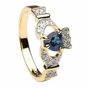 Claddagh mit Saphir und Diamanten