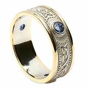 Zweifarbiger Schild Ring mit Saphiren
