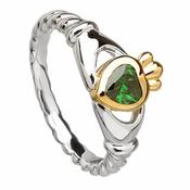 Green CZ Claddagh with Trinity Knots image